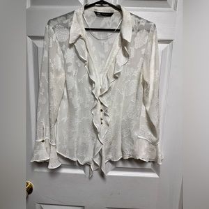 Zara Ruffled top in sheer jacquard fabric Color: Black 1Pc, white 1pc